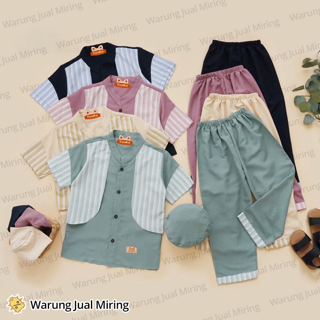 Setelan Anak Baju Koko 0-9 Tahun Celana Panjang Peci Set Sarkoci Kemeja Kurta Laki Cowok Baby Bayi B
