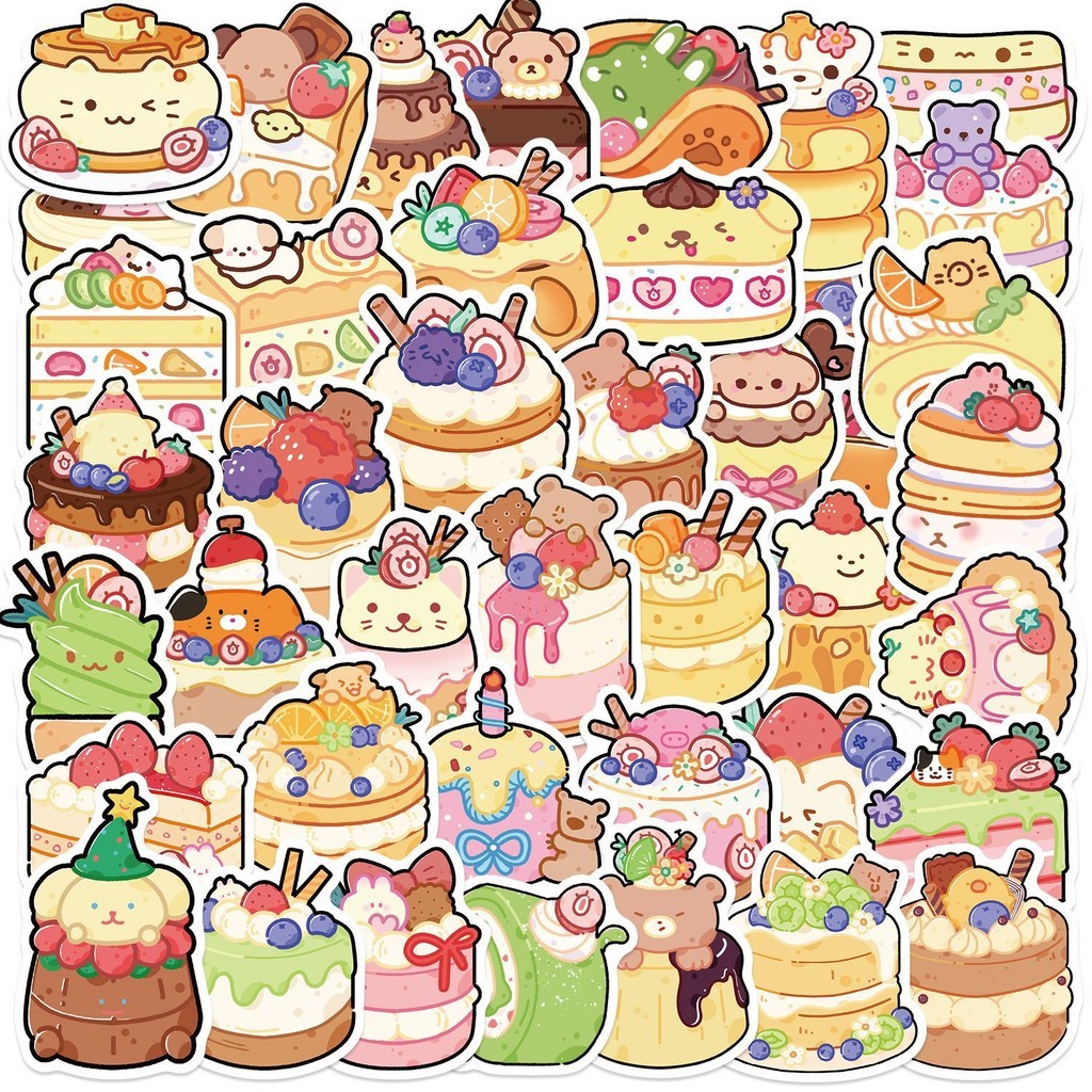 

50PCS Cute Cartoon Desserts Cakes Sushi Graffiti Stickers for Bicycle Hand Account Pencil Case Decals ( Anime Worlds Store)