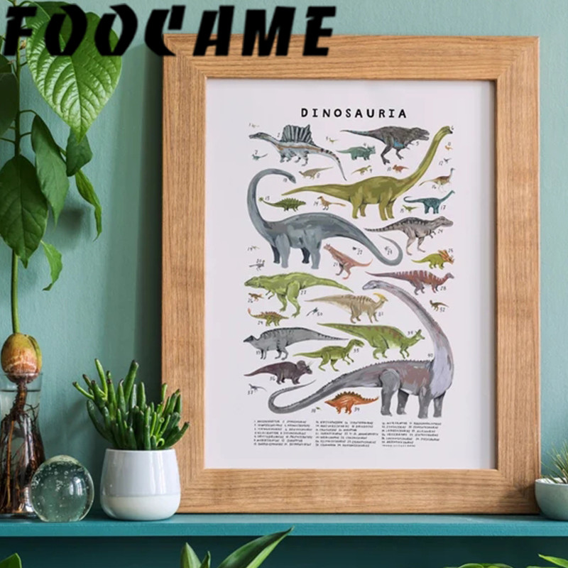 

Dinosaurs Children's Enlightenment Wall Art Canvas Painting HD Poster Print Decorative Picture for Kids Nursery Decor Room
