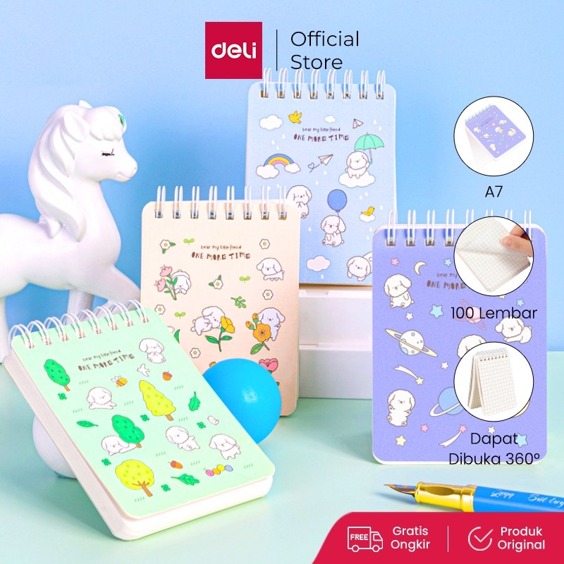 

Deli Spiral Notebook / Buku Tulis Buku Catatan Spiral Mini Pocket Size 100 Lembar L98100