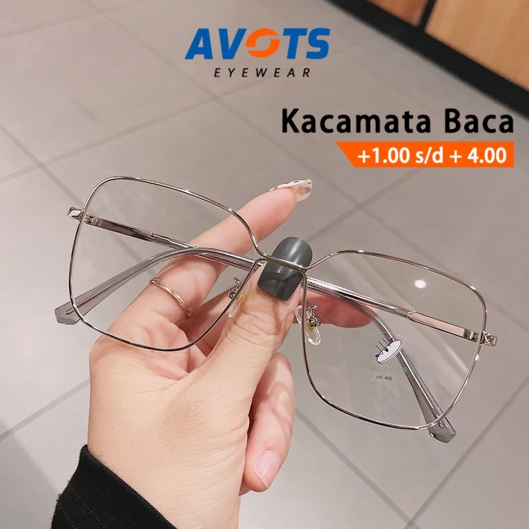 Avots Kacamata Baca Plus Pria Wanita Anti Radiasi Blueray Komputer Hp Fashion Metal Frame  Lensa Plu