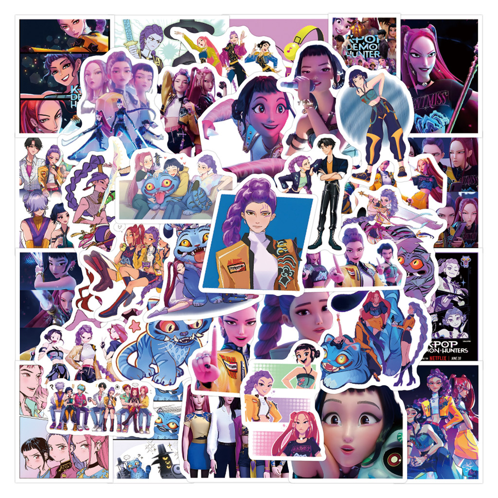 

56PCS KPop Demon Hunters Stickers Derpy Tiger Decals For Phone Laptop Suitcase Notebook Skateboard Waterproof Sticker