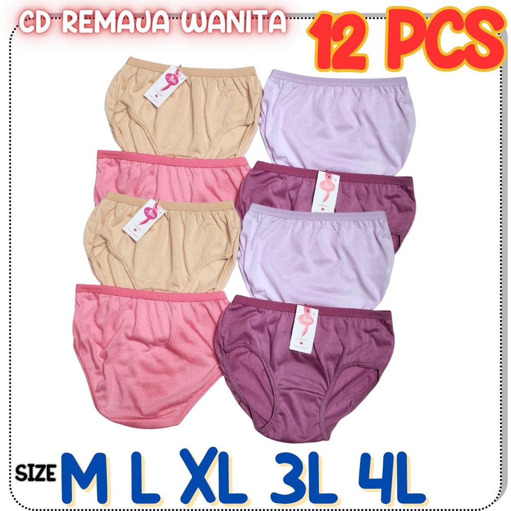 Satu Lusin 12 PCS Celana Dalam Perempuan Anak Remaja Wanita CD Wanita Import SD SMP SMA Dewasa Obral