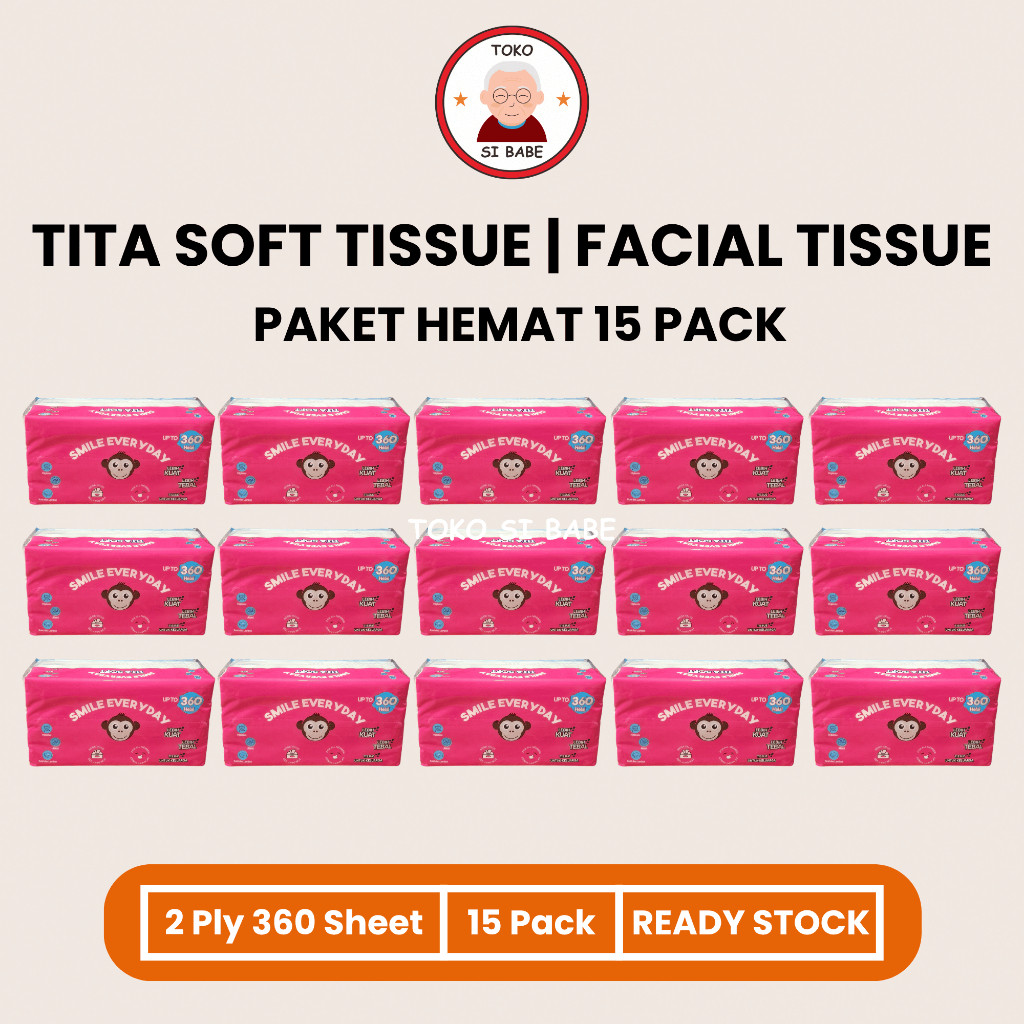 ASM.SHOP [ PAKET 15 PACK ] TISSUE TITA SOFT 2 PLY 360 SHEET | TITA SOFT 360 SHEET | Facial Tissue Wa