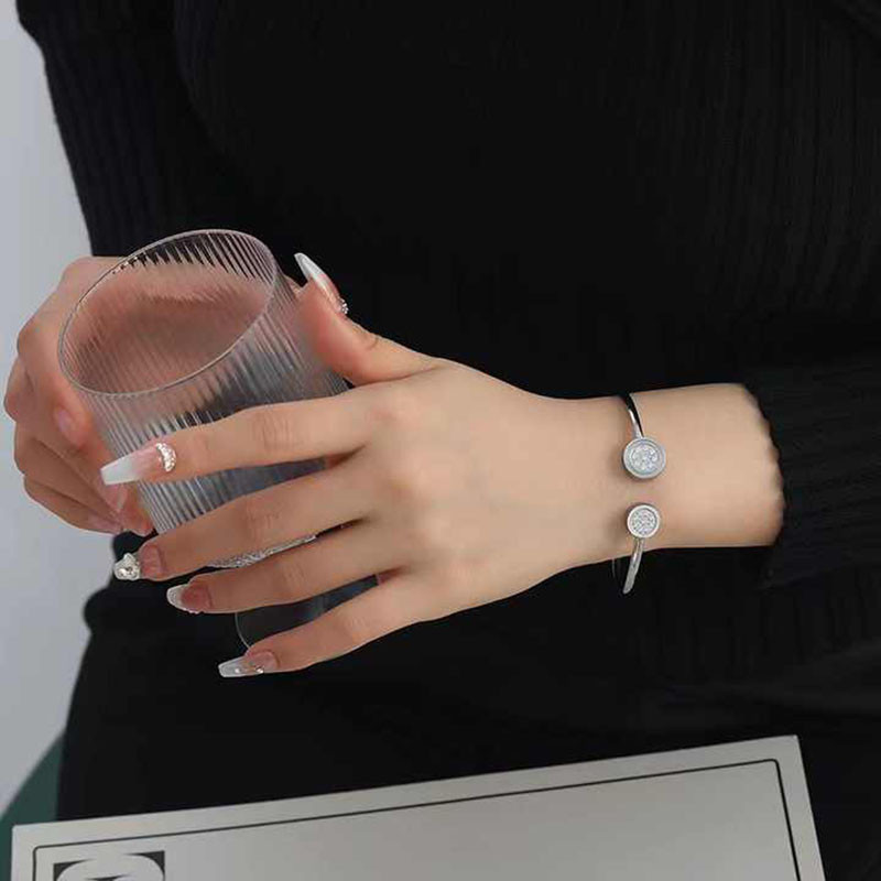 TG Gelang Berlian Bertatahkan Berlian Melingkar Terbuka Gelang Pasangan Gelang Baja Titanium