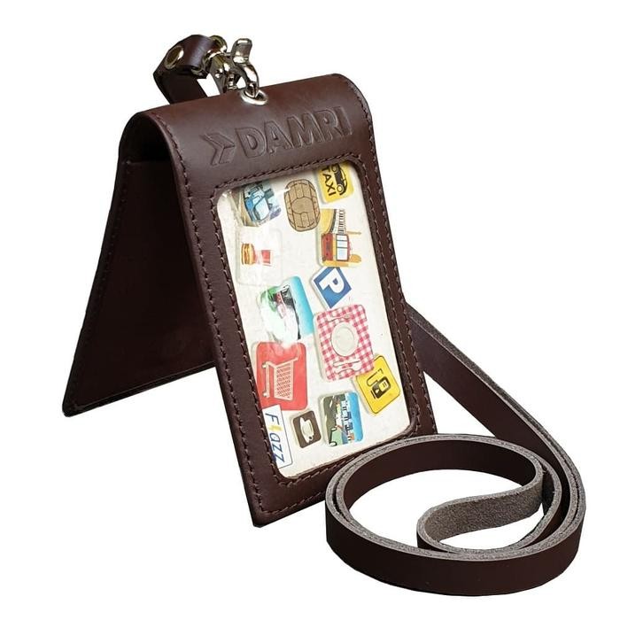 

Promo Id Card Name Tag Holder Kulit Leather Castle Logo Emboss Damri Coklat
