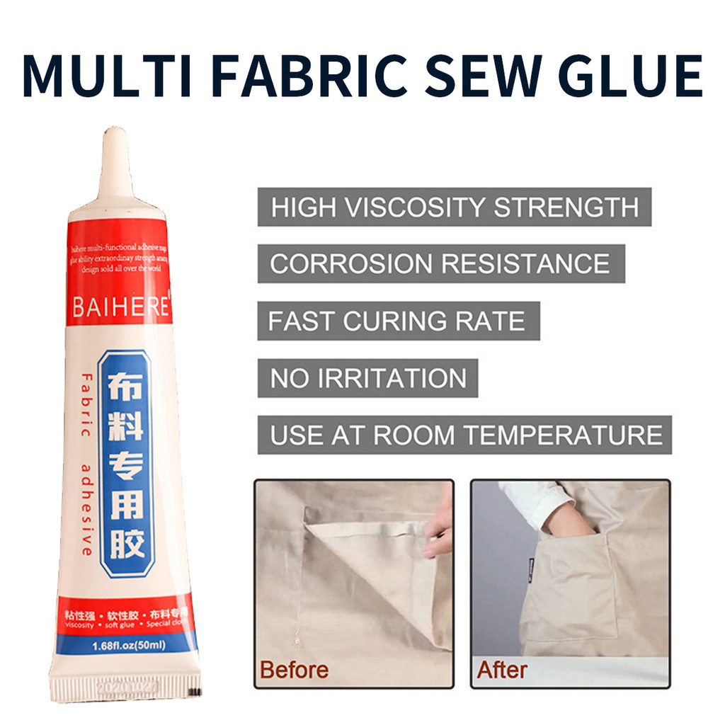 

50ml Lem khusus kain Tipe transparan cepat kering Cocok untuk kain non woven, kain polyester, linen, dll. Lem kain Lem halus