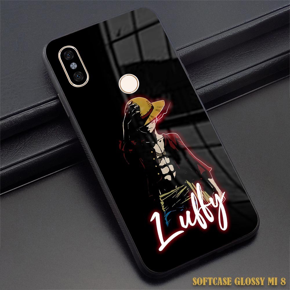 CUSTOM CASE Glossy ALL TYPE Xiaomi Mi 8 LITE - XIAOMI MI 8 FR31 Anime One Piece Luffy DESIGN PREMIUM