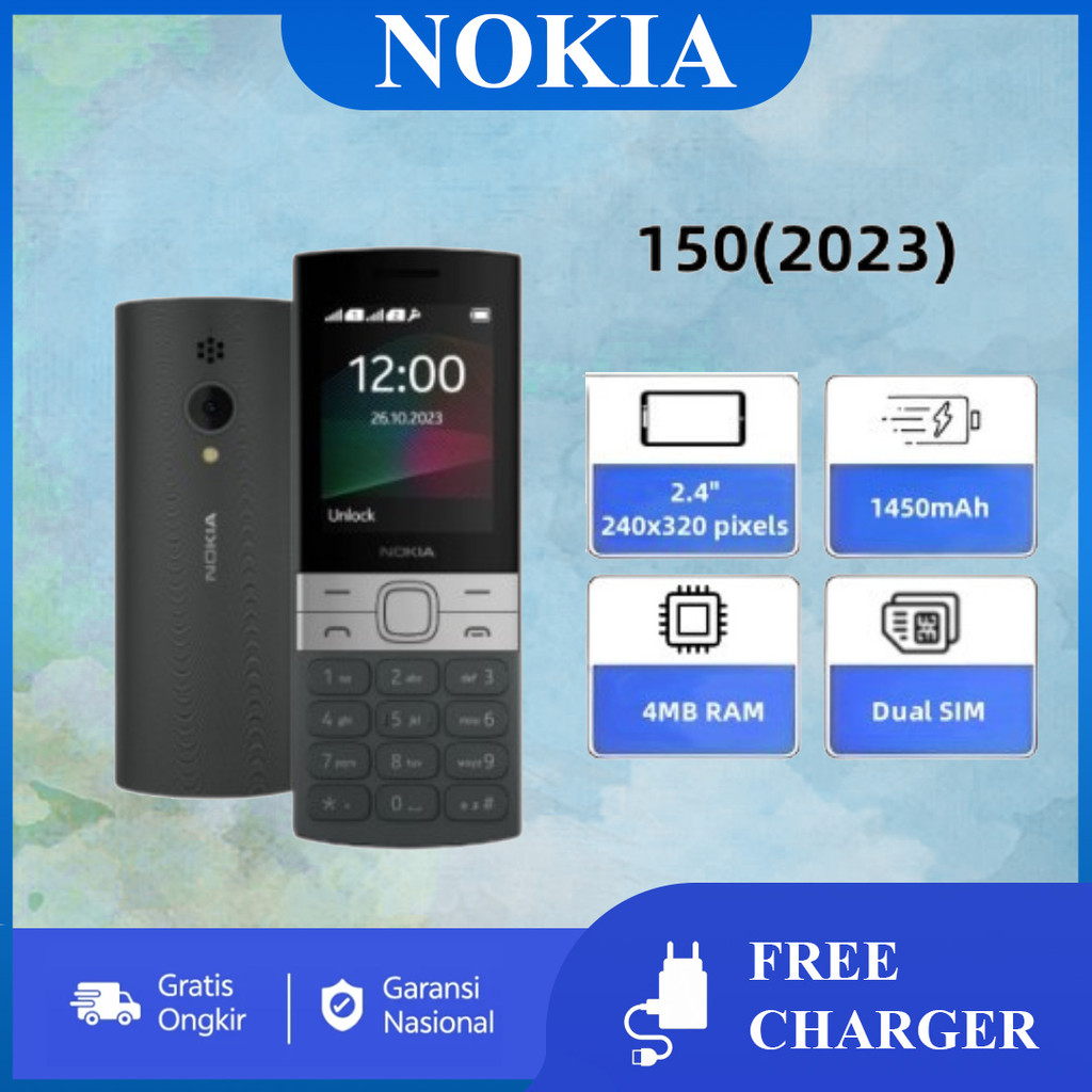 HP Murah Cuci Gudang Nokia 150 (2023) Tahan Banting, Dual SIM Radio FM, Baterai Tahan Lama Handphone
