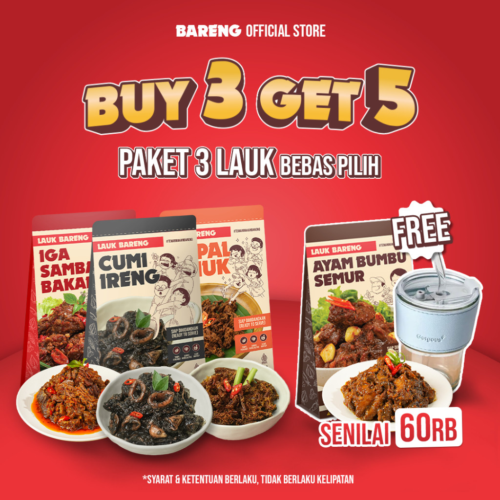 

.[BUY 3 GET 5] Lahap Bareng - Paket Hemat Isi 3 Lauk / Makanan Instant Ready to Eat, Real Food, Praktis & Tanpa Pengawet | Cumi Iga Sambal Cumi Pedas Instan
