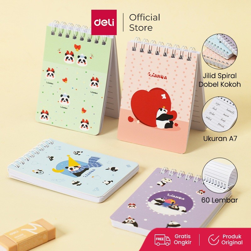 

Deli Spiral Notebook / Buku Tulis Buku Catatan Spiral Mini Pocket Size A7 60 Lembar N407-A7