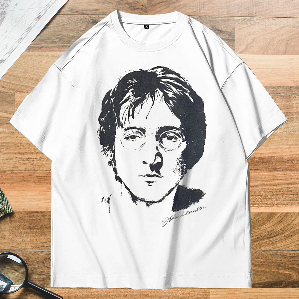 [HOT]Kaos John Lennon Gambar Vintage Harajuku - Oversize Katun Kualitas Unisex T-shirt