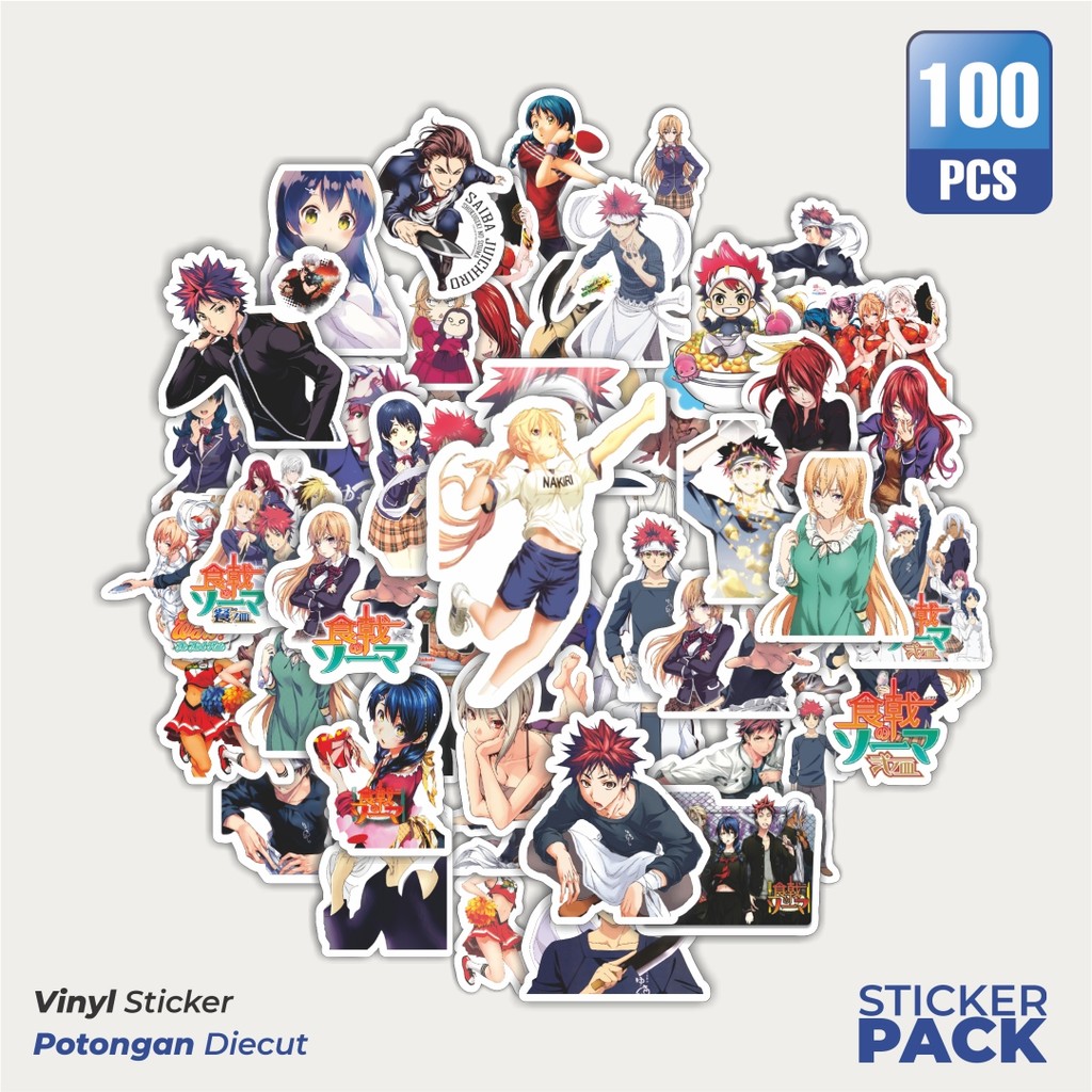 

Super Hemat! 100 PCS Stiker Anime Series Shokugeki No Souma Character Mix 01 Waterproof Aesthetic- Untuk Laptop, Motor, dan Helm - Paper Stationery Pack