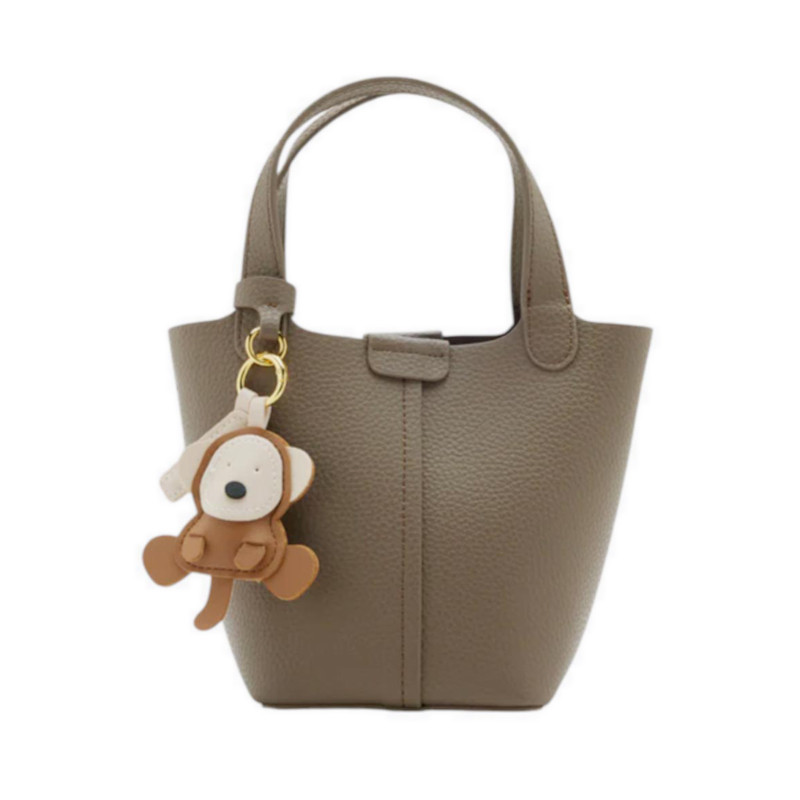 Pazzion Haley Leather Tas Bucket Wanita Model Bahu Bahan Kulit Sintetis Warna Abu-Abu