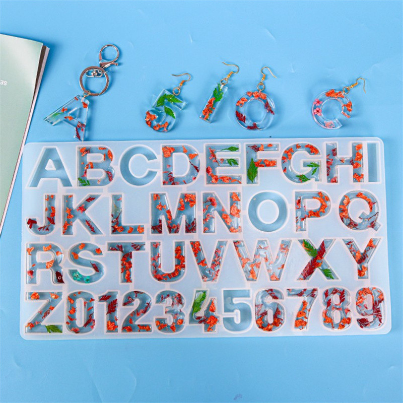

Crystal Epoxy Resin Mold Alphabet Letter Number Pendant Casting Silicone Crafts