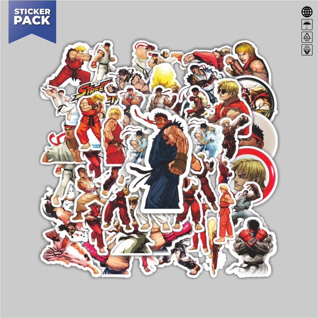 

[100PCS]Stiker Pack Stiker Game Series Streetfighter Character Ryu And Ken Aesthetic Vinyl Anti Air Dekorasi Sticker Laptop Buku Journal Koper Helm Casing HP Gitar Helm Skateboard