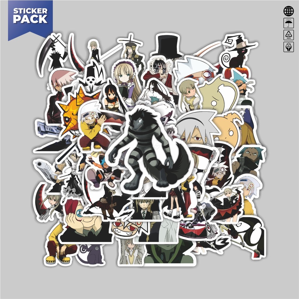 

[100PCS]Stiker Pack Stiker Anime Series Soul Eater Character Mix 1 Aesthetic Vinyl Anti Air Dekorasi Sticker Laptop Buku Journal Koper Helm Casing HP Gitar Helm Skateboard