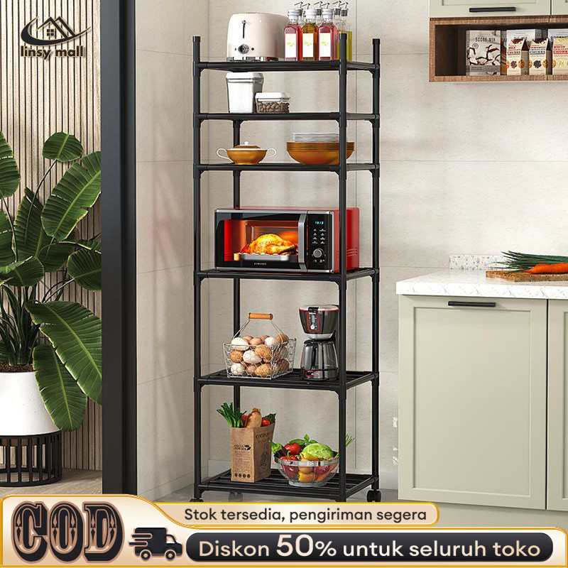 

Rak Susun Dapur Serbaguna Rak Penyimpanan 6 Tingkat Rak Troli Susun Rak Kamar Mandi Dengan Roda