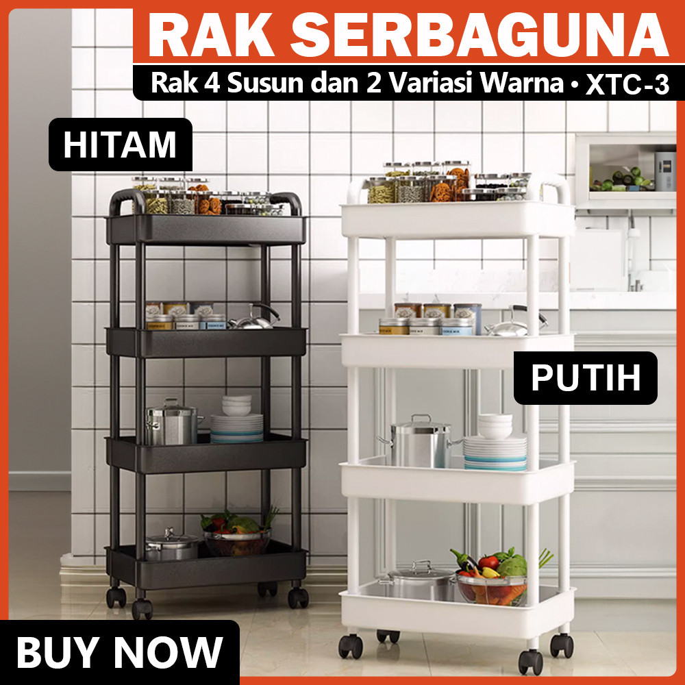 

Rak Troli 4 Susun - Rak Penyimpanan Dapur - Rak Salon - Rak Serbaguna