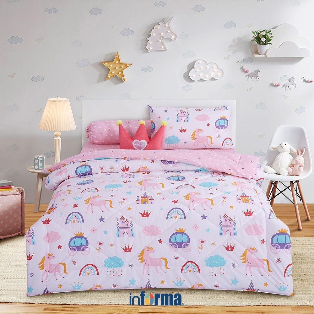 Informa 100x200 cm Set 5 Pcs Seprai Single Anak Microfiber Fairy - Pink Tempat Tidur Anak Perlengkap