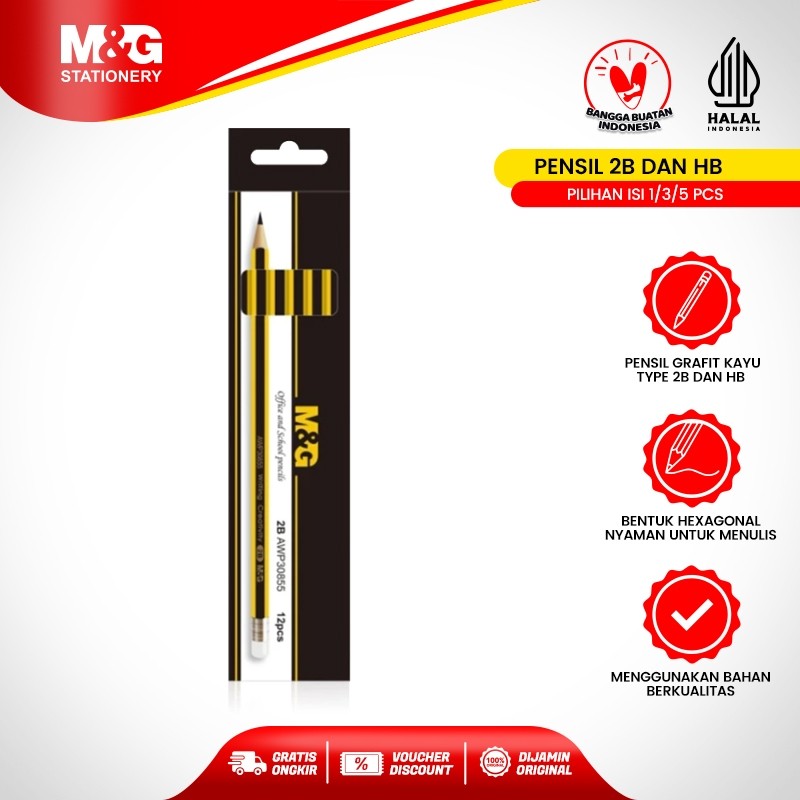 

M&G Pensil 2B dan Pensil HB Plus Penghapus Berkualitas Tidak Mudah Patah Pilihan Tepat untuk Sekolah dan Menggambar Pilihan isi 1/3/5 PCS