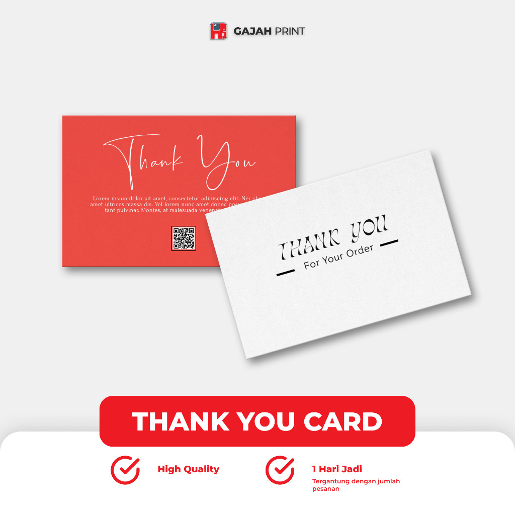 

Thank You Card Custom Cetak 1 sisi Art Carton 230 - Kartu Ucapan - Kartu souvenir - Thank You Card