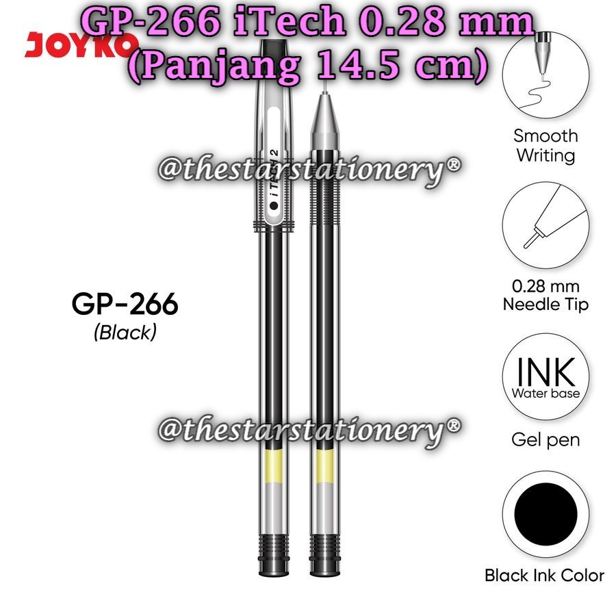 

(1 Biji) GROSIR Gelpen JOYKO GP-266 iTech 2 0.28 Gel Pen Black / Gel Pen Pulpen Pena GP-266 (1 Biji)