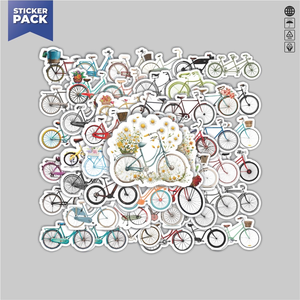 

[100PCS]Stiker Pack Stiker Vintage Classic Bicycle [Sepeda Klasik Vintage] Aesthetic Vinyl Anti Air Dekorasi Sticker Laptop Buku Journal Koper Helm Casing HP Gitar Helm Skateboard