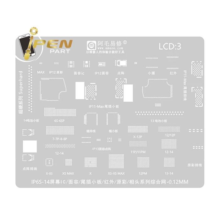 Plat Cetakan LCD3 Iphone 6S 7 8 X Xr Xs MaX 12 13 14 Amaoe LCD BGA