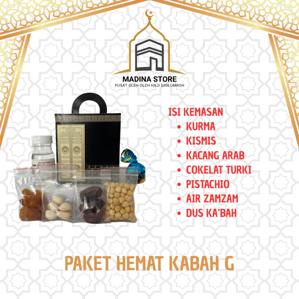 

Paket Hemat Oleh-oleh Haji dan Umroh Paket G isi Air Zamzam Dus Ka'bah