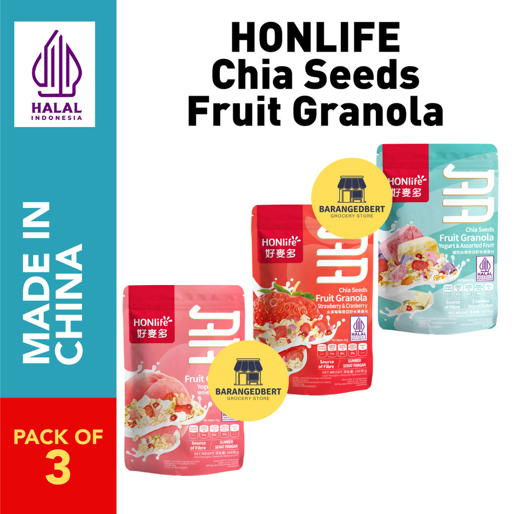 

HONLIFE CHIA SEEDS FRUIT GRANOLA / Yogurt untuk granola mixed beries [HALAL]