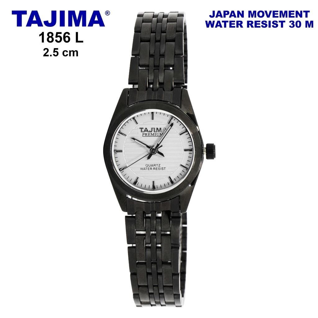 TAJIMA Jam Tangan Premium Wanita 1856 L Hitam & Silver Stainless Steel Original Garansi 1 Tahun + Fr