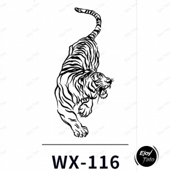 EjoyTato Stiker Tato Sementara,Seekor Harimau Yang Ganas Dan Kuat Tato Temporer Totem,Untuk Pria Dan