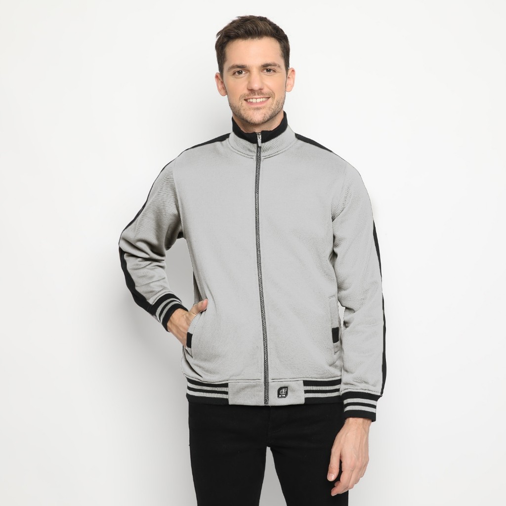 d&f CVC Jaket biker pria - Grey