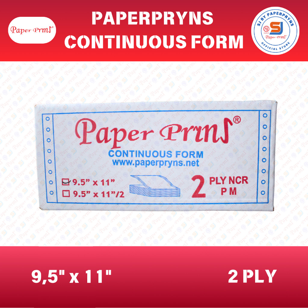 

PAPERPRYNS Continuous Form 9,5" × 11" (2 PLY) NCR Sheets