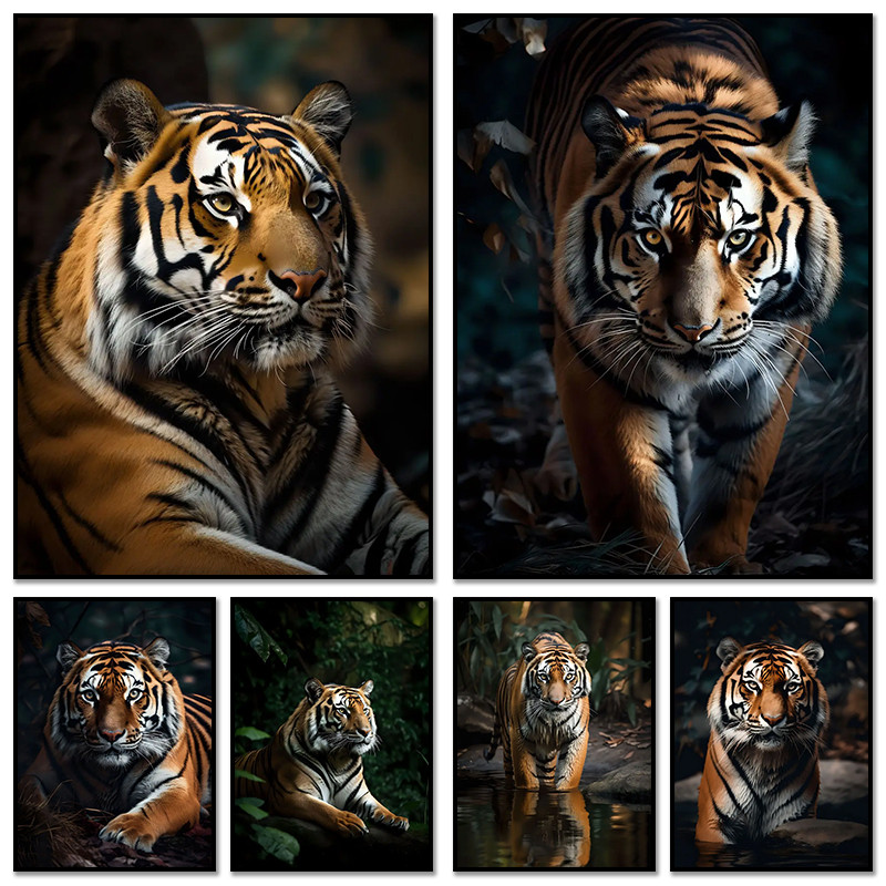 

Vintage Jungle Tigers Serene Habitat Tiger Wilderness Forest Art Poster Canvas Painting And Prints Picture For Room Home Decor