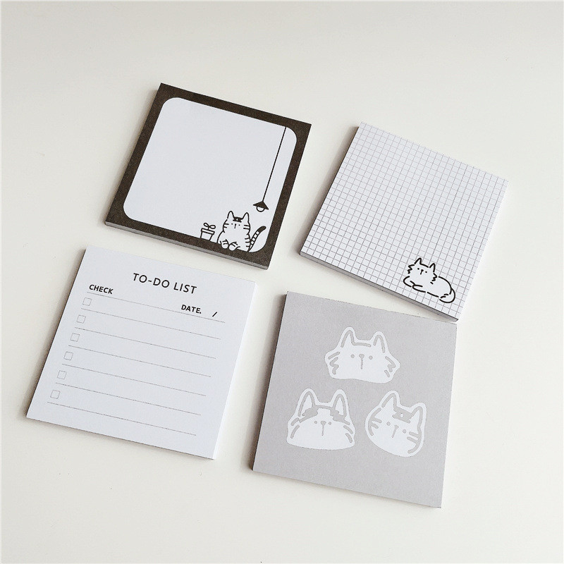 

50 Sheets Drawing Cat Memo Pad Brief Strokes Notepad Non-sticky Kawaii Message Paper Student To Do List Notes School Stationery