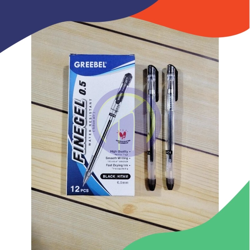 

(LUSIN) PENA / PULPEN / GELPEN GREEBEL FINEGEL 0,5 MM HITAM (MIN. ORDER 3 LUSIN)