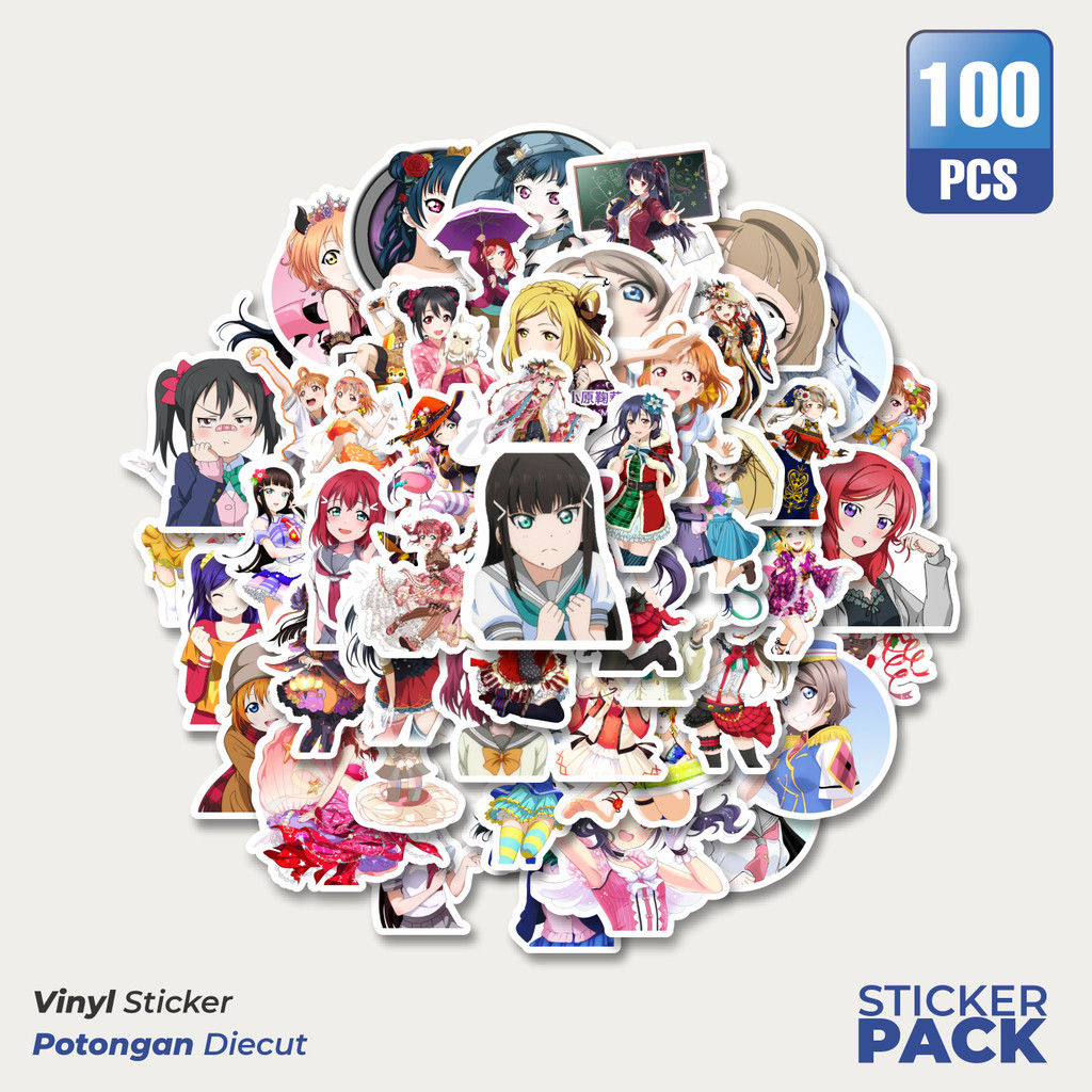 

MURAH 100 PCS Stiker Anime Series Love Live Character Mix 10 Waterproof Aesthetic- Untuk Laptop, Motor, dan Helm - Paper Stationery Pack