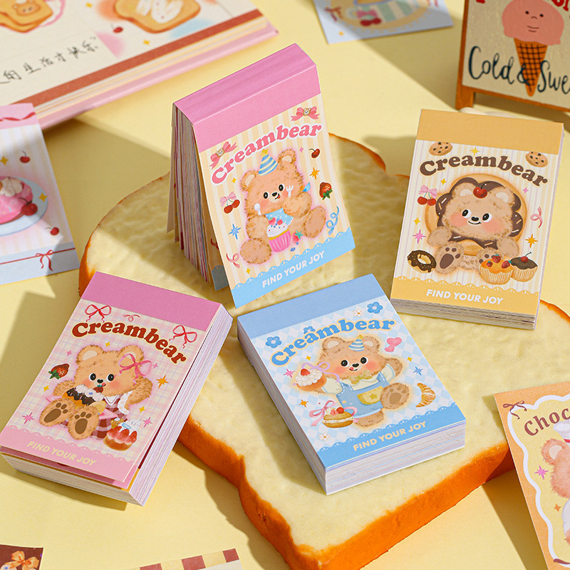 

Kawaii Cartoon Cream Bear Sticker Book Cartoon Cute Mini Hand Account DIY Decorative Stickers Diary Decorative Material Stickers