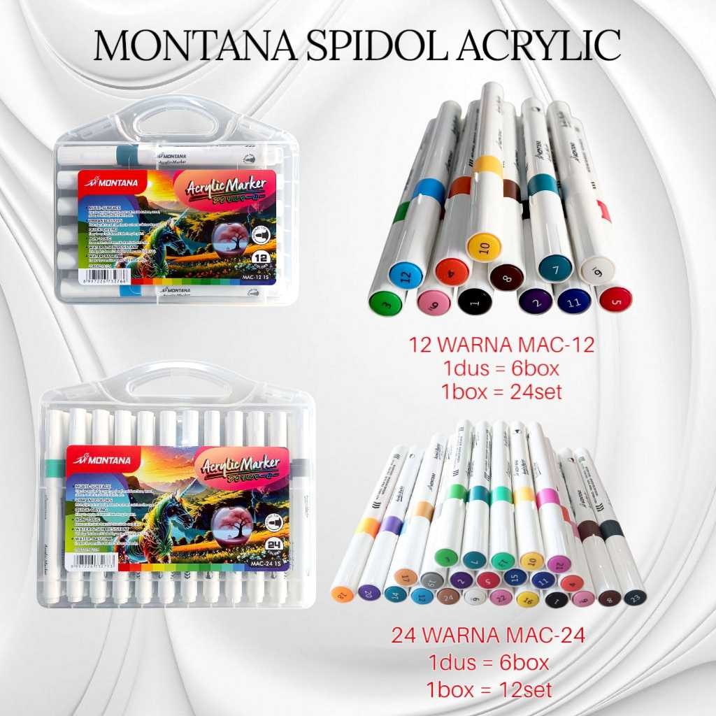 

[SDW] pekanbaru/Montana Spidol Acrylic Markers MAC-12/ MAC24 WARNA