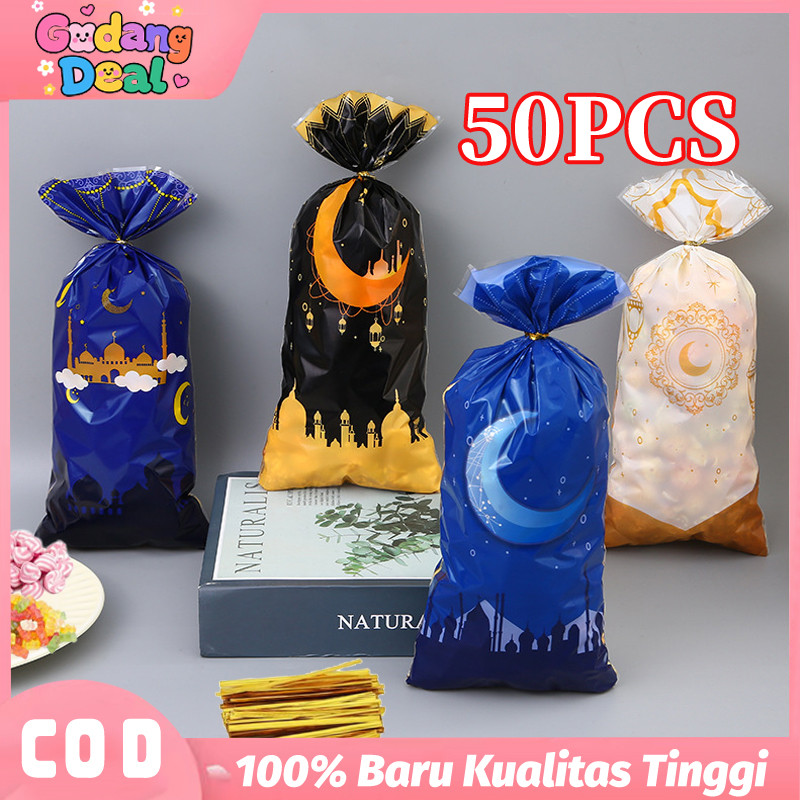 

50pcs Plastik Ikat Mini Lebaran Bag Bingkisan Kue Permen Hampers Souvenir Lebaran Idul Fitri