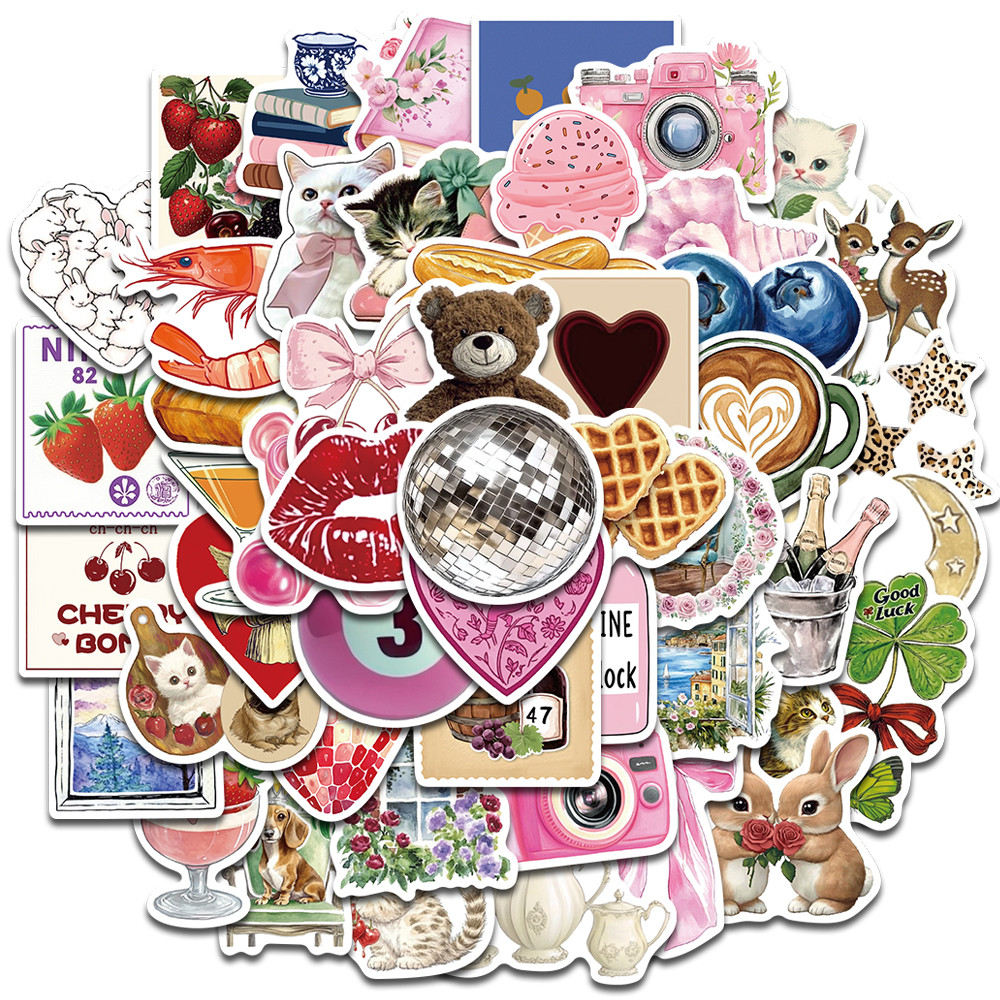 50PCS Aesthetic Pinterest Sticker Decoration Fashion Harajuku Laptop Luggage Creative Wall Bar Decor