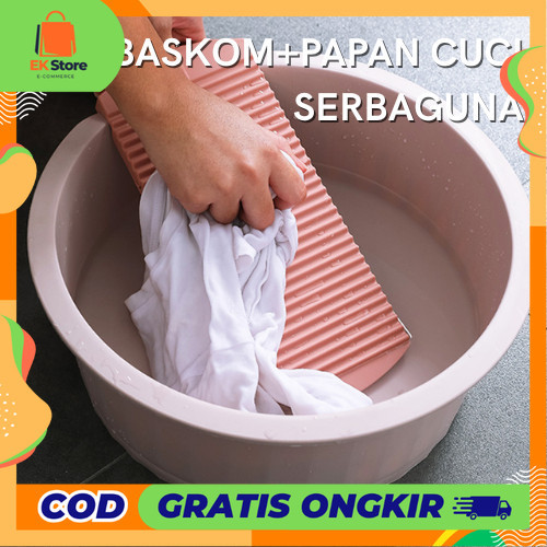 EK  Bak Baskom cuci baju / Ember cuci baju dengan papan penggilas