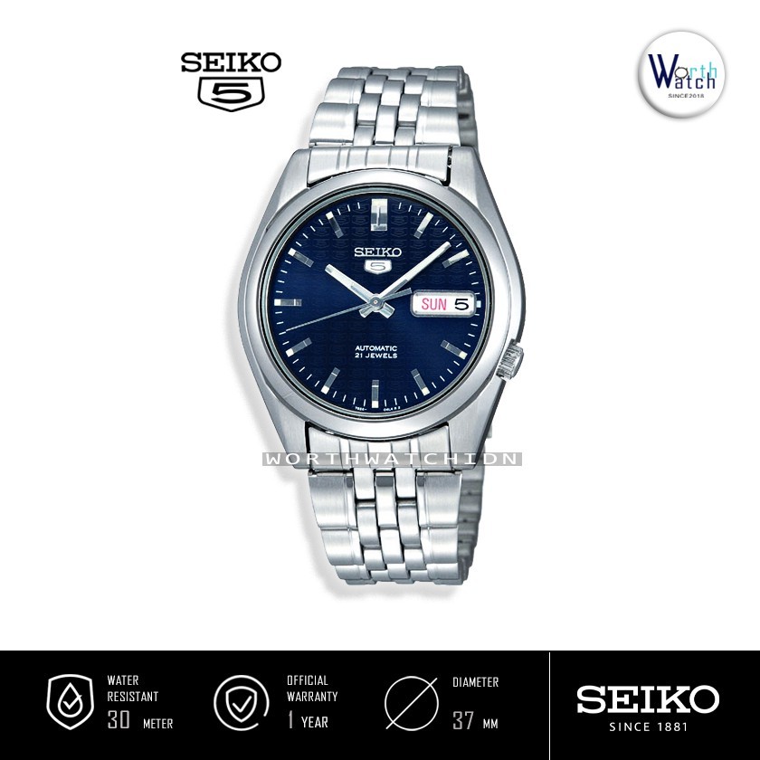 Jam Tangan Pria Otomatis Seiko 5 Men Automatic Pattern Dial Stainless Steel Original SNK-357-K1