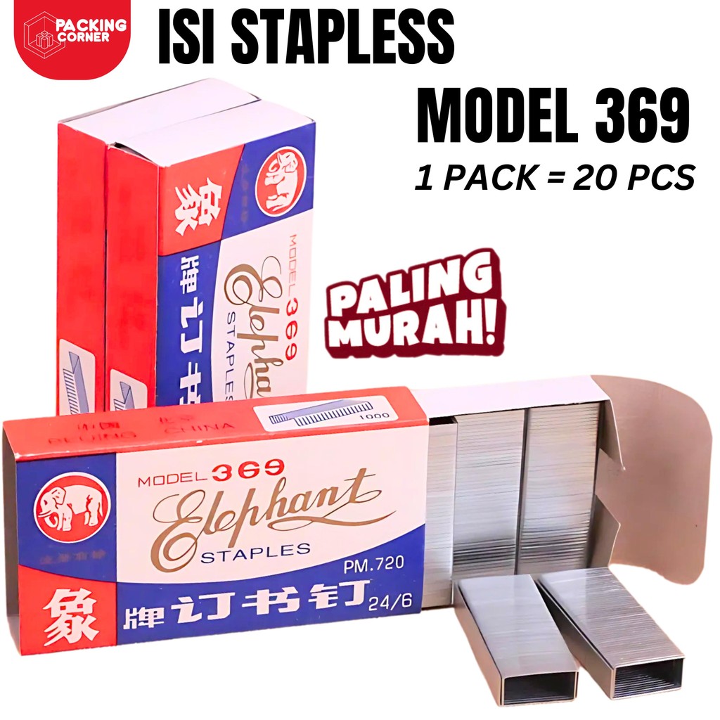 

1 BOX ISI 20 PCS Isi Staples Model 369 24/6 Refill Hekter Stapler Steples Guntaker Bukan Joyko