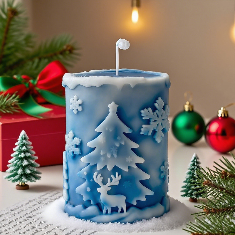 

Candle Silicone Mold DIY Snowflake Cylindrical Aromatherap Holiday Decor Mould for Handmade Crafts & Gifts