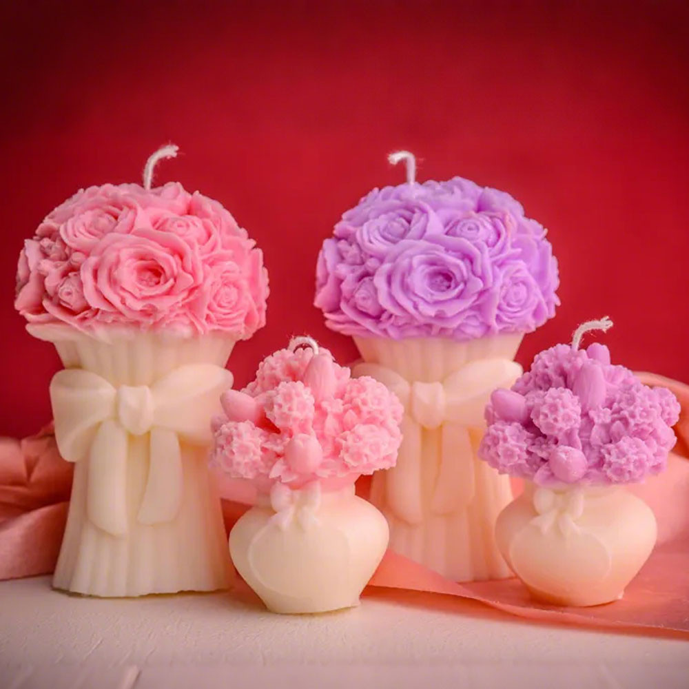 

Peony Bouquet Silicone Scent Candle Molds Relief Petals Design Hydrangea Vase Clay Plaster Resin Mold Handmade Wedding Souvenirs