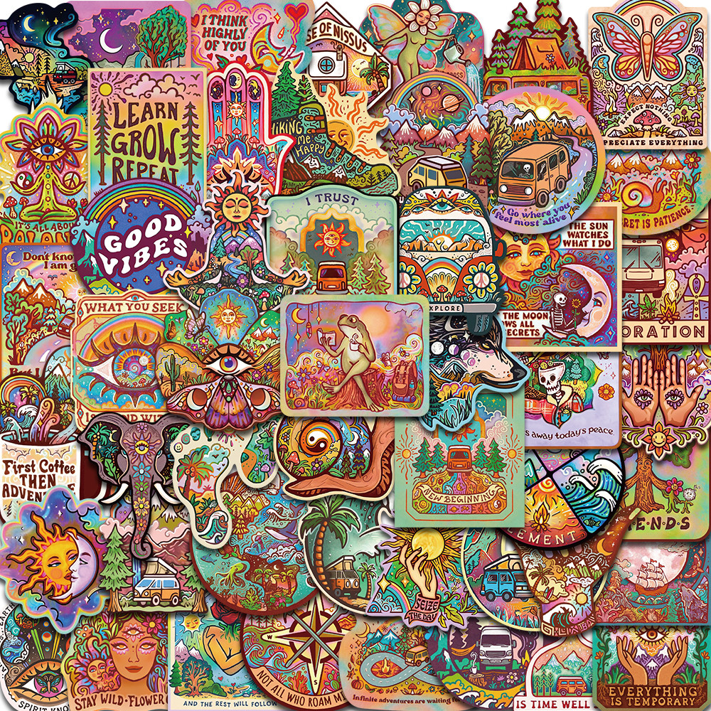 

50PCS Fun Camping Cartoon Stickers Graffiti Notebook Waterproof Decal Skateboard DIY Suitcase for Waterproof Sticker Gift ﻿