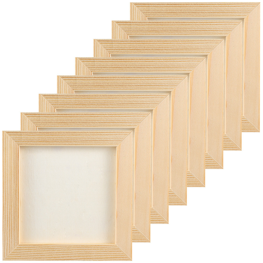

5 Pcs Square Wooden Clay Frame For Diy Craft Painting Picture Frames Kids Display Home Decor Wall Mountable Item Storage